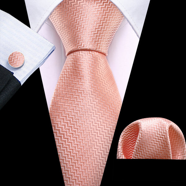 Pink Novelty Men's 63 Inches Extra Length Tie Handkerchief Cufflinks Set