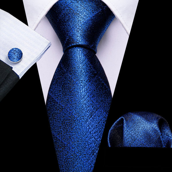 Extra Long Tie Cobalt Blue Plaid 63 Inch Silk Mens Tie Pocket Square Cufflinks Set