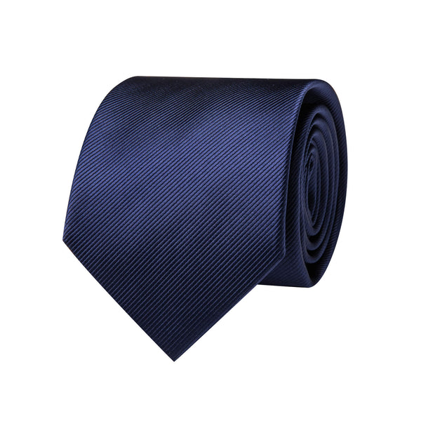 Ties2you Navy Blue Solid Silk Tie Pocket Square Cufflinks Set