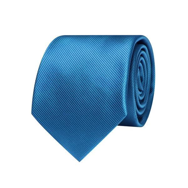 Ties2you Lake Blue Solid Silk Tie Pocket Square Cufflinks Set