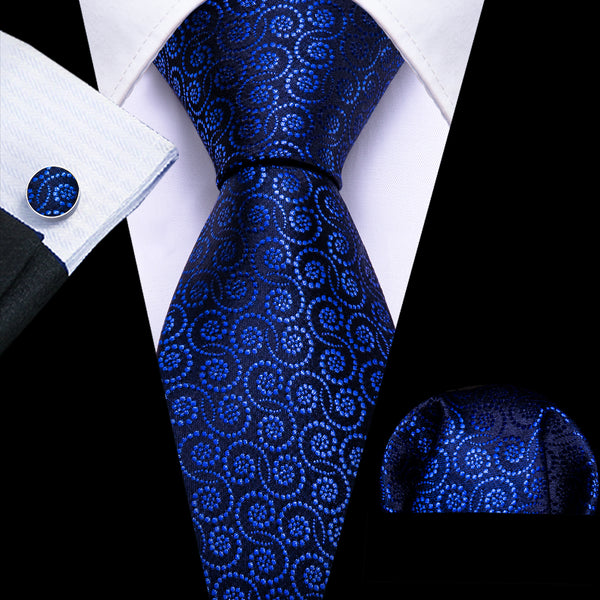 Klein Blue Novelty Circle Dot Men's Necktie Hanky Cufflinks Set