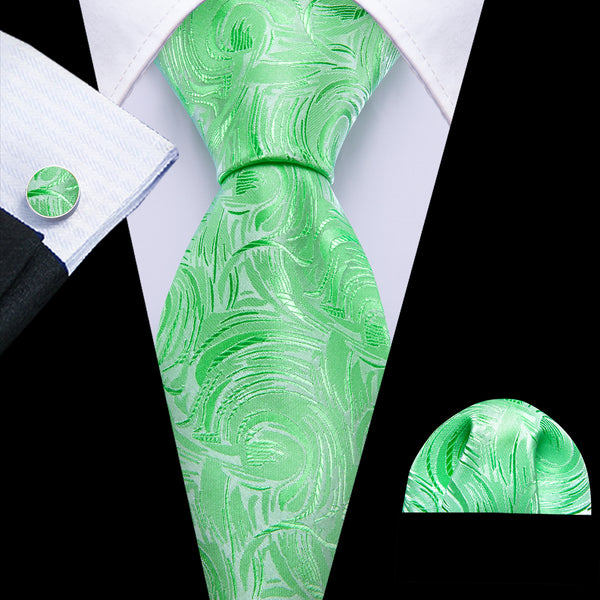 Turquoise Green Novelty Men's Necktie Hanky Cufflinks Set