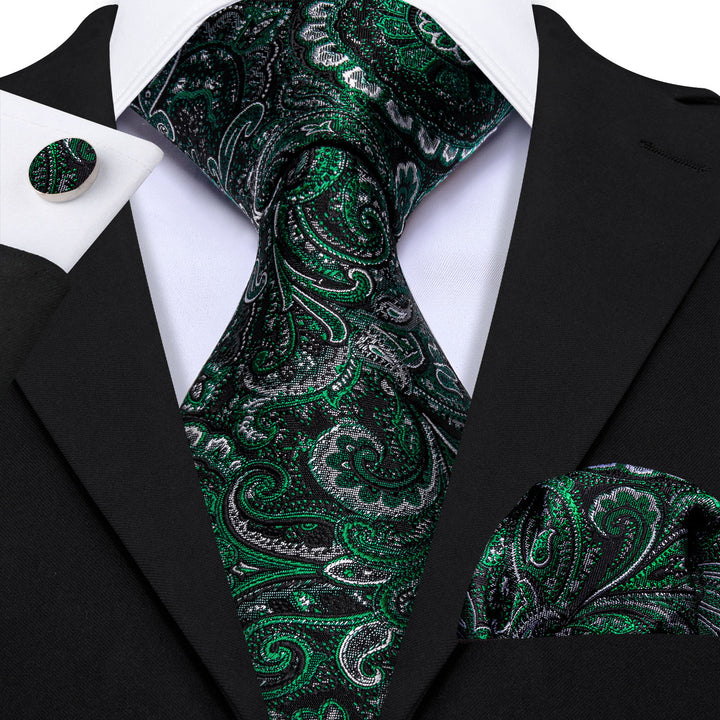 green white paisley floral ties