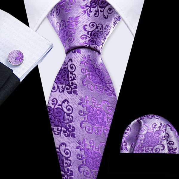 Hyacinth Floral Men's Necktie Pocket Square Cufflinks Set
