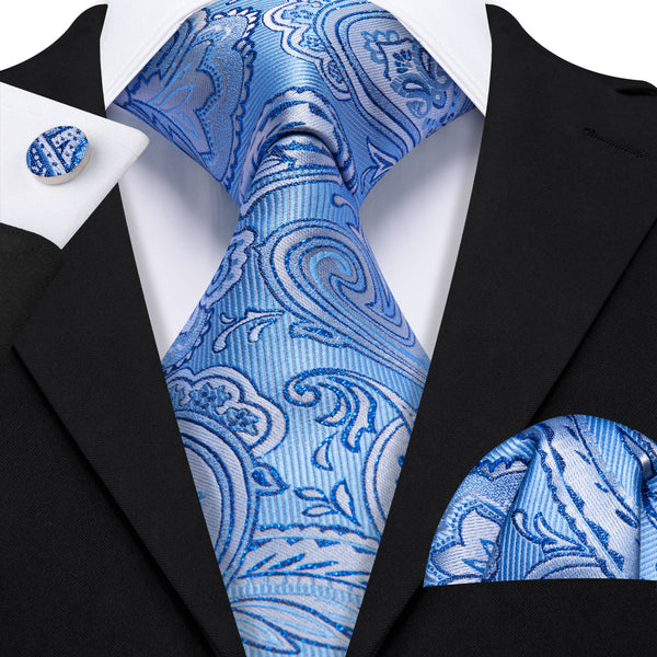 Light Blue Paisley Men's Necktie