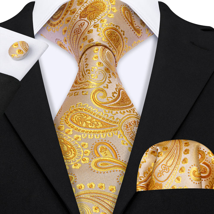 yellow paisley golden tie