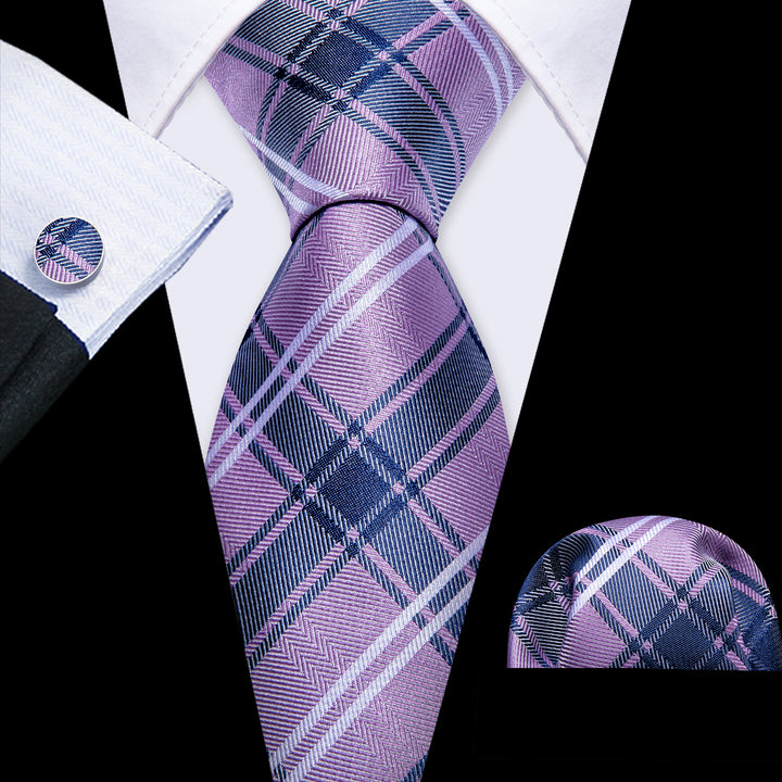 Purple Blue Plaid Necktie