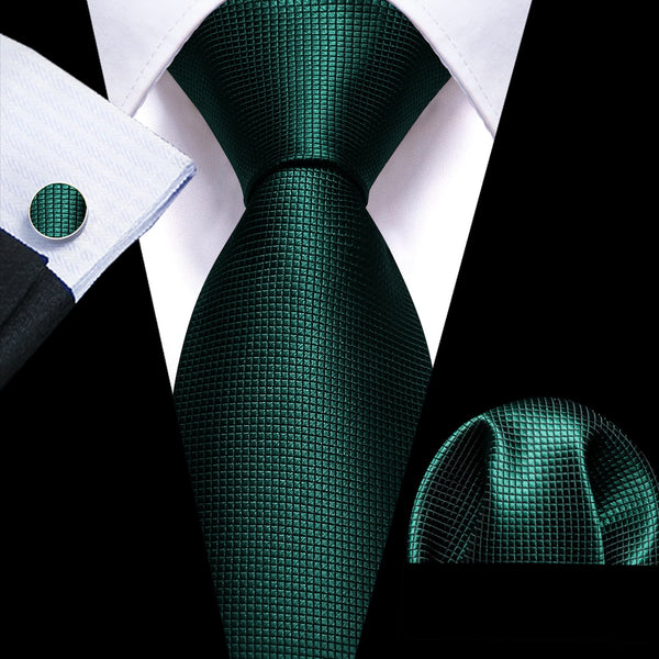 Pine Green Plaid Silk Mens Tie Set for Mens Suit Top