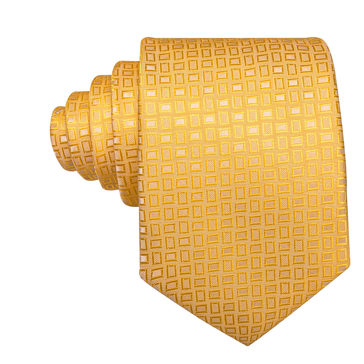 gold yellow plaid silk dress suit tie for mens