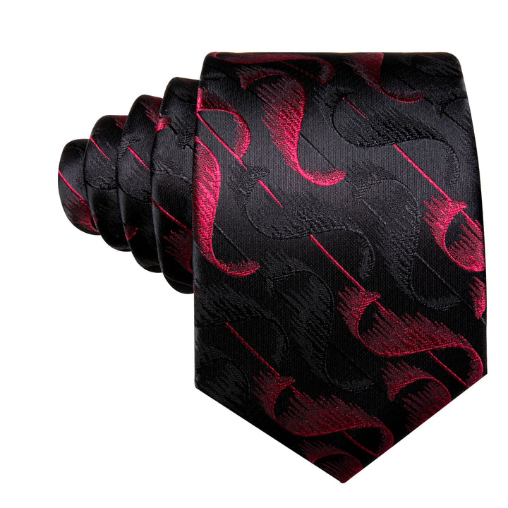 black red novelty mens silk tie handkerchief cufflinks set