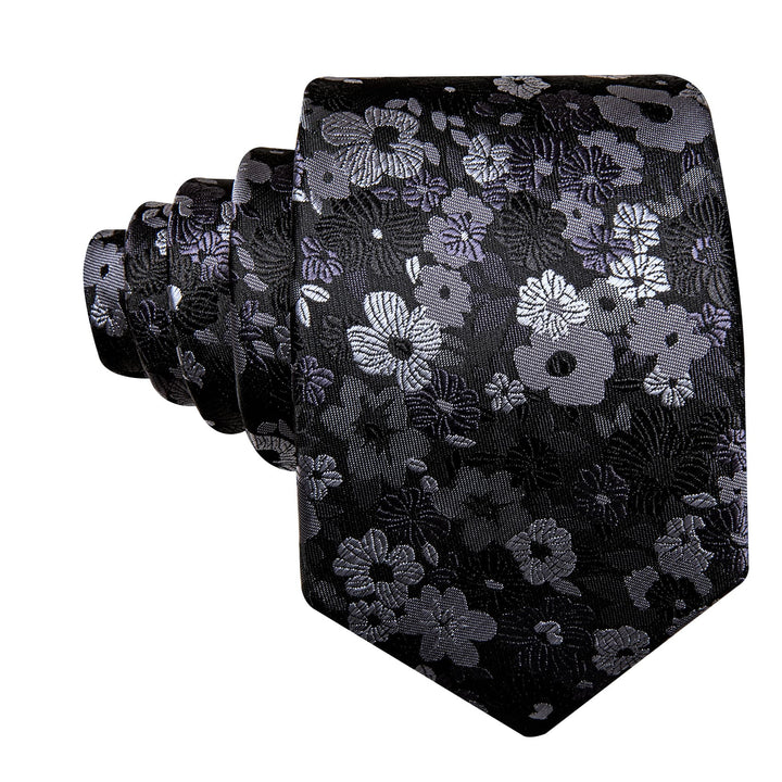 black tie grey floral tie for silk mens suit dress