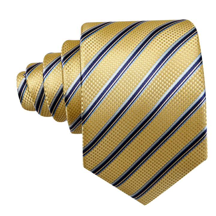 blue and yellow striped tie