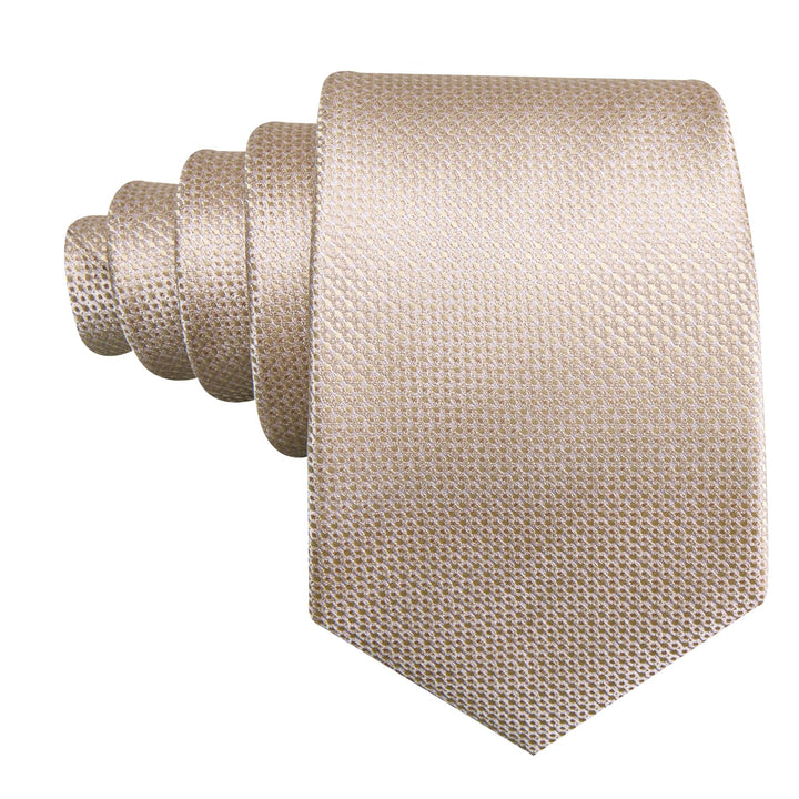 Dress Tie Champagne Tie Solid Men's Silk Tie Handkerchief Cufflinks Set for Business