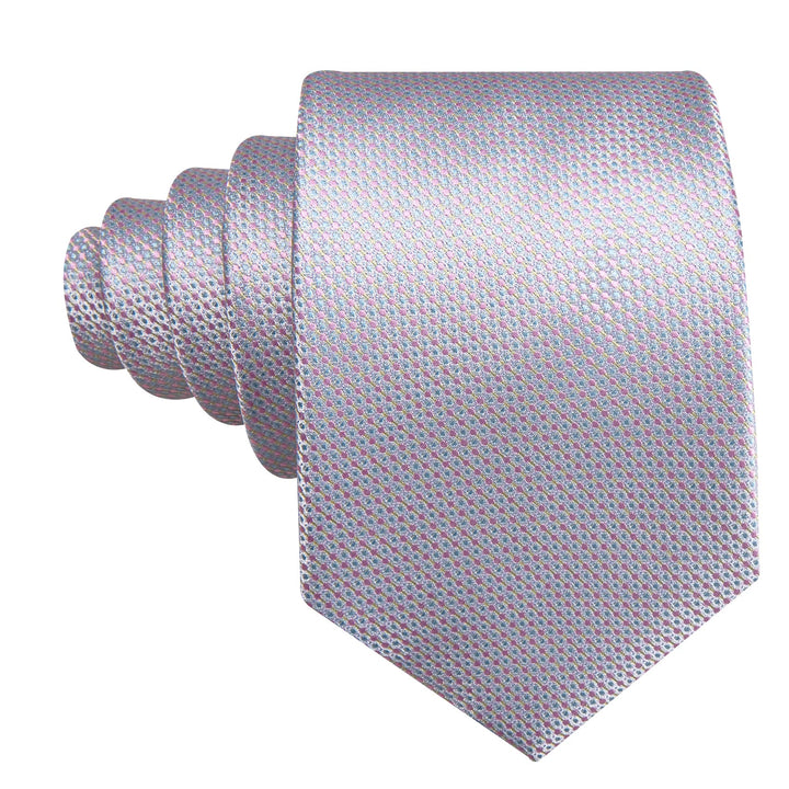 Dress Tie Light Purple Polka Dots Men's Silk Tie Handkerchief Cufflinks Set