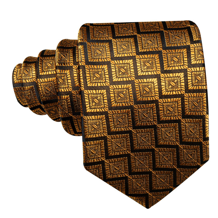 Dress Tie Dijon Yellow Novelty Men's Silk Tie Hanky Cufflinks Set