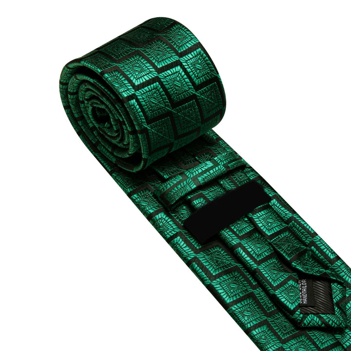 Dress Tie Emerald Green Novelty Men's Silk Tie Hanky Cufflinks Set