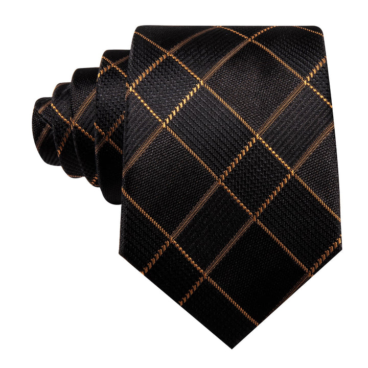 deep brown plaid silk mens suit dress tie set for business