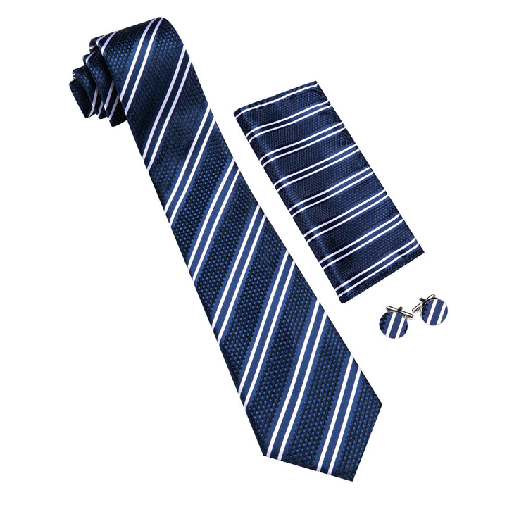 mens silk striped blue suit tie