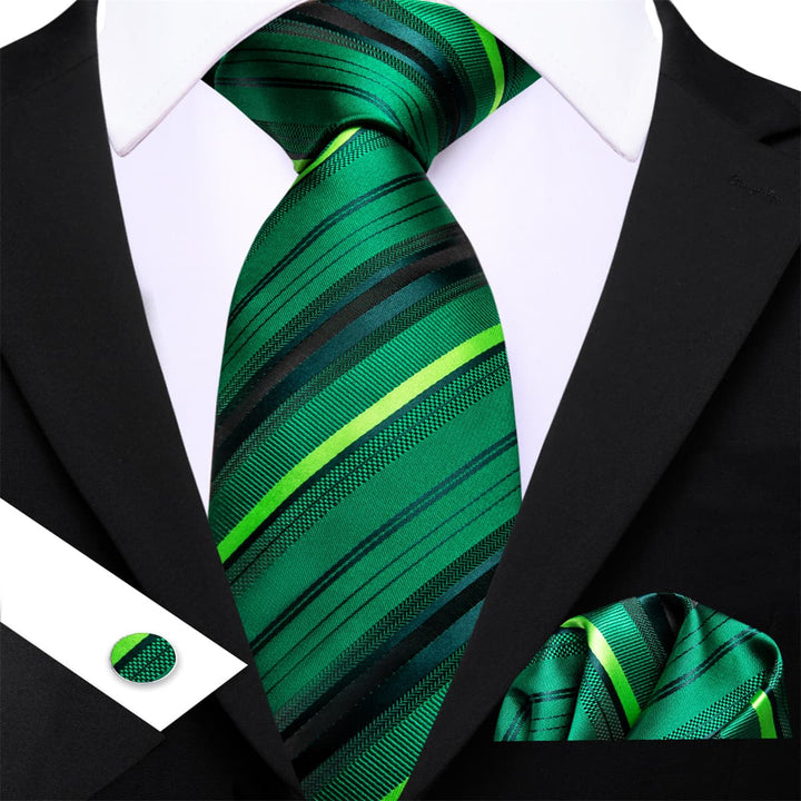 Emerald Green mens silk striped ties set
