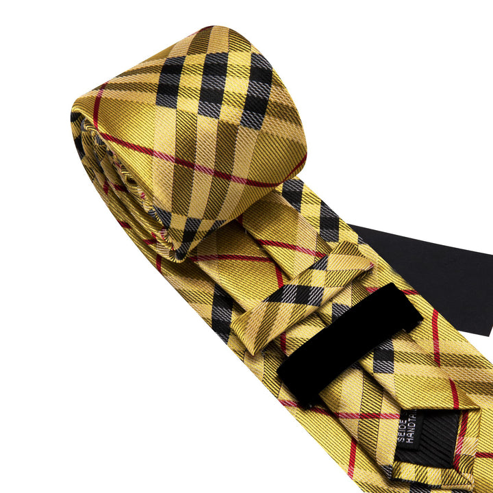 gold Burgundy striped mens silk tie handkerchief cufflinks set for wedding