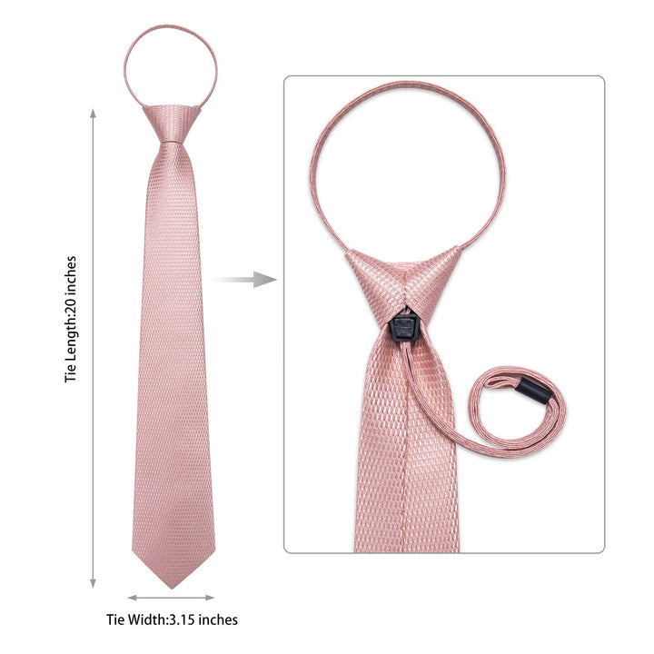 Fashion Solid Color Silk Pink Tie Set for Men