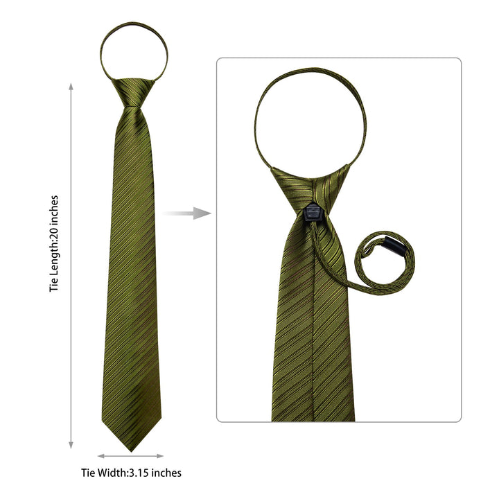 Olive Drab green striped silk mens business dress shirt tie pocket square cufflinks set