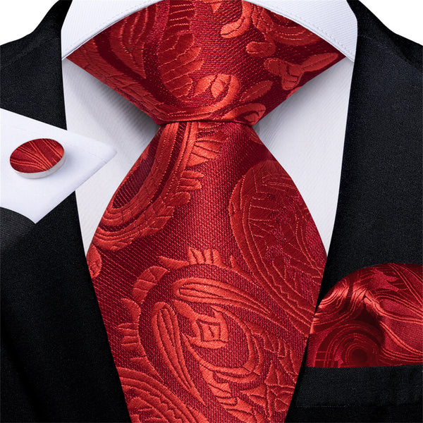  Red Tie Paisley Men's Silk Easy-pull Tie