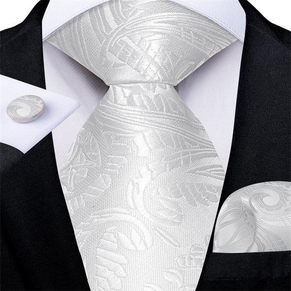 White Paisley Men's Silk Tie 