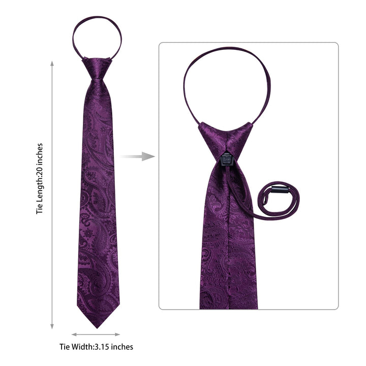 deep purple paisley mens silk ties set for wedding or business