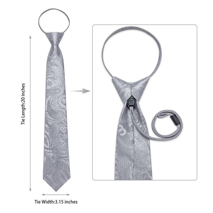Grey paisley silk mens Formal business suit ties
