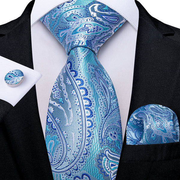 Blue Tie Sky Blue Paisley Silk Necktie 