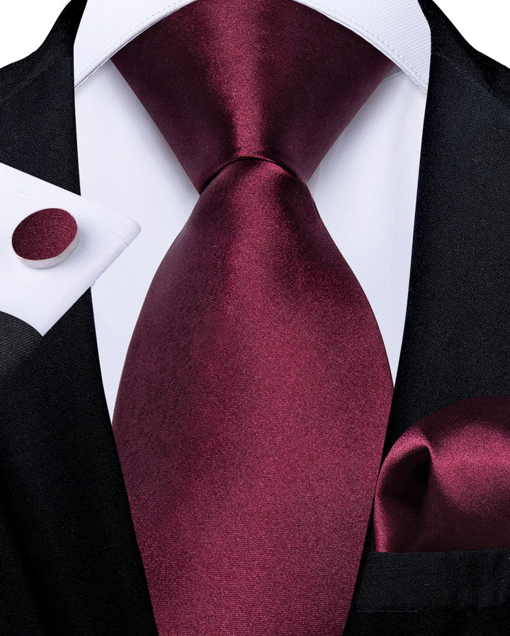 Mens suit ties Burgundy Solid Silk Men's Necktie