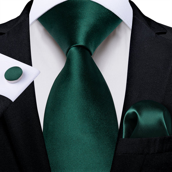 Ties2you Solid Tie Emerald Green Necktie Pocket Square Cufflinks Set