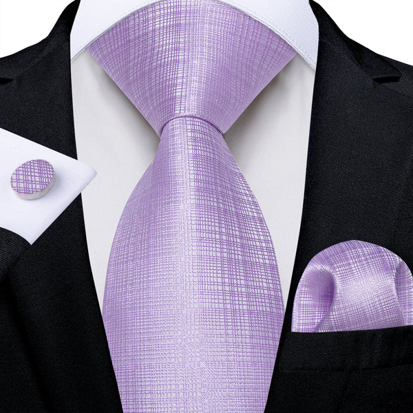 Purple Paisley Men's Necktie Pocket Square Cufflinks Set