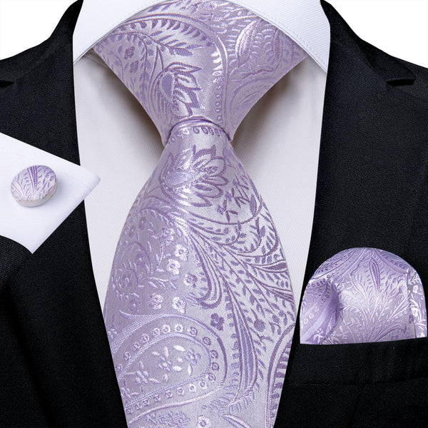 Thistle Floral Men's Necktie Pocket Square Cufflinks Set