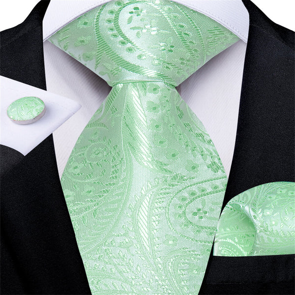  Mint Green Paisley Men's Silk Tie