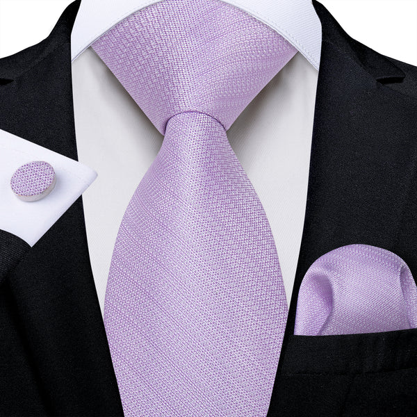Plum Striped Men's Necktie Pocket Square Cufflinks Set