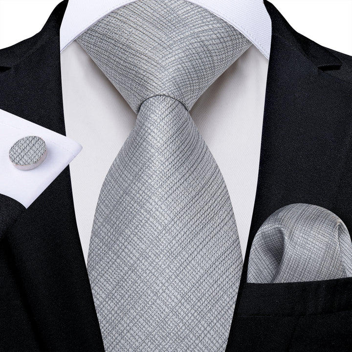 grey solid mens silk tie