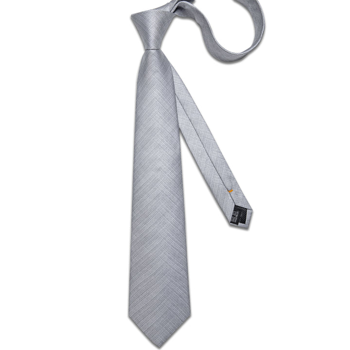 grey solid mens silk tie