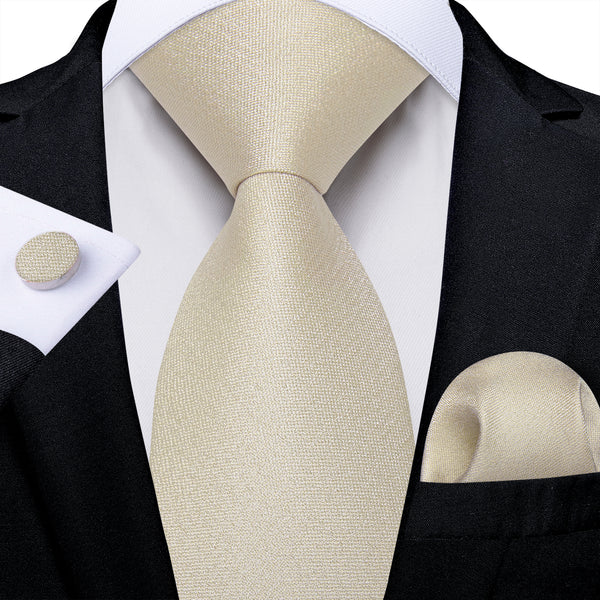 Sand Dollar Solid Men's Necktie Pocket Square Cufflinks Set