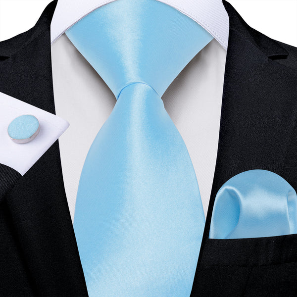 Arctic Blue Solid Silk Men's Necktie 