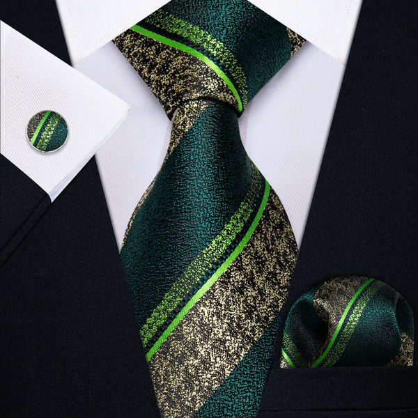 Ties2you Dark Green Necktie Men's Wedding Necktie Hanky Cufflinks Set