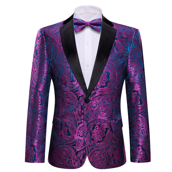 Ties2you Men's Suit Purple Blue Paisley Flower Suit Classic Fashion