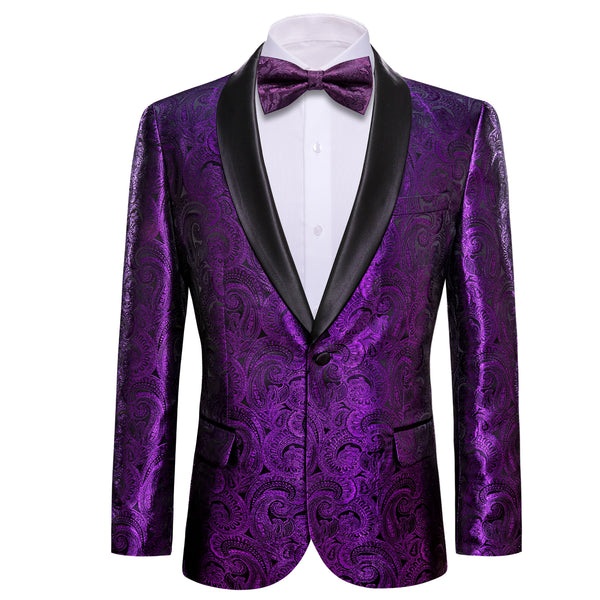 Purple Black Paisley Men's Suit