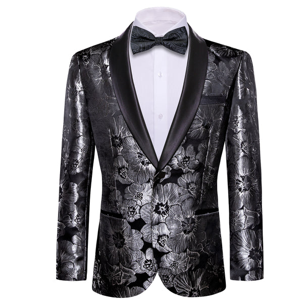 Black Grey Floral Men's Suit for Party