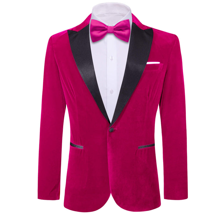 Ruby Pink Solid Silk Peak Collar Slim Blazer Suit
