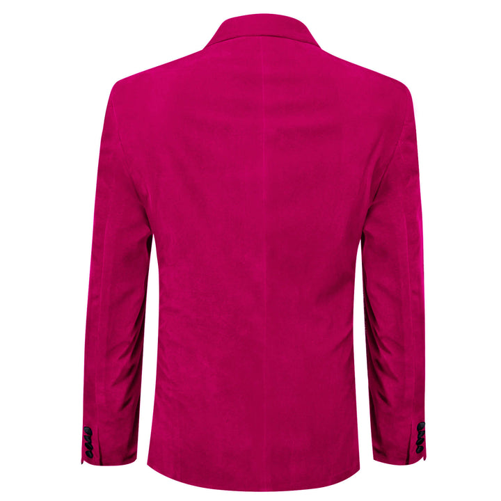 Ruby Pink Solid Silk Peak Collar Slim Blazer Suit