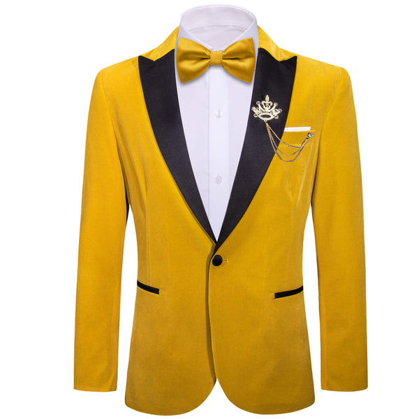 Goldenrod Yellow Solid Silk Men's Slim Suit