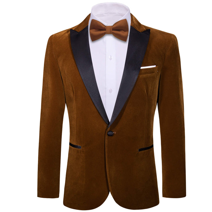 Chocolate Brown Solid Silk Men's Blazer Suit