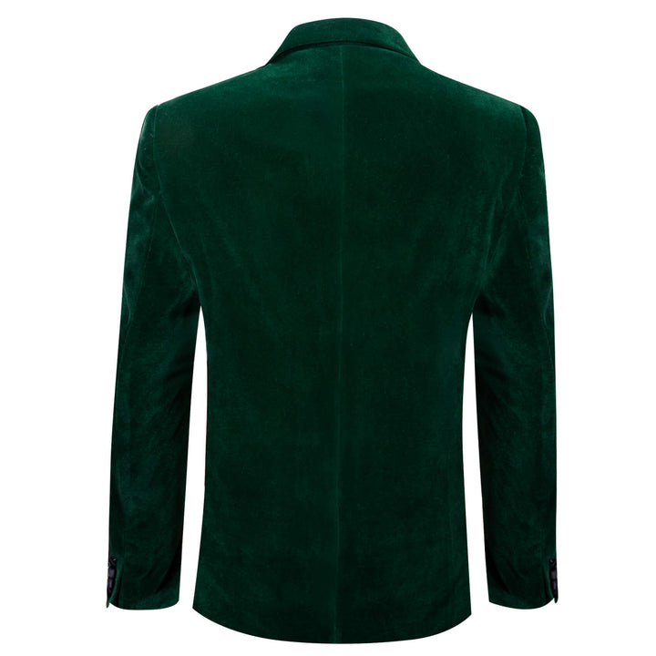 Dark Green Solid Silk Men's Suit Jacket
